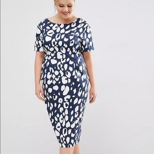 ASOS CURVE Animal Print Wiggle Dress Size 24